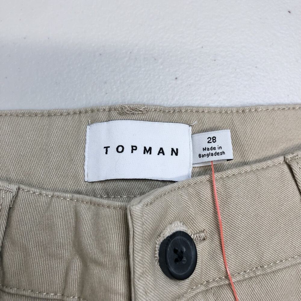 Topman Mens Khaki Chino Shorts Size 28 Casual Flat Front Summer Classic - Picture 2 of 10